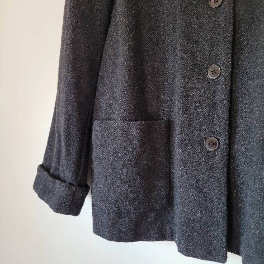 Jaclyn Smith Classic Wool Blend Jacket Coat Women’s Large Charcoal Button Front - Picture 2 of 8